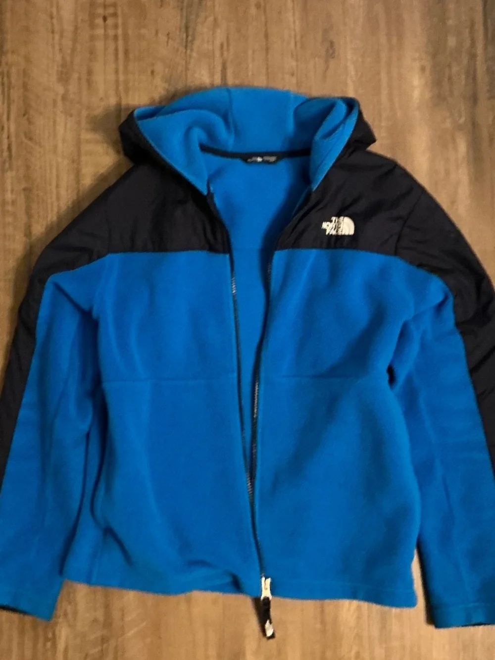 North Face blue full-zip fleece hoodie, size L (14/16)